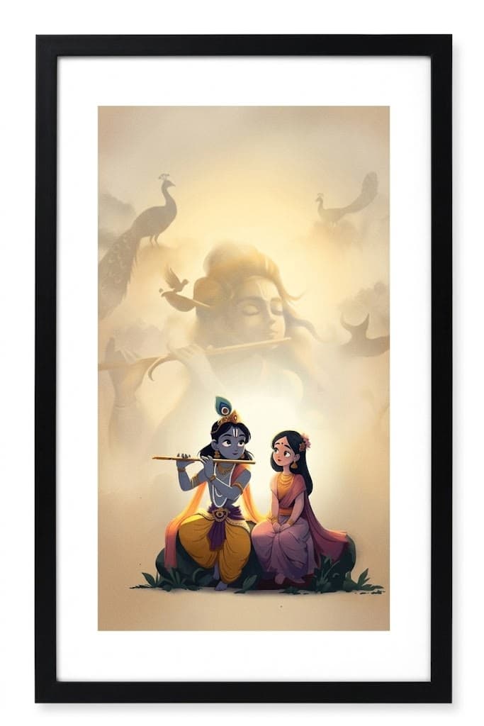 Divine Krishna & Radha Love Wall Frame