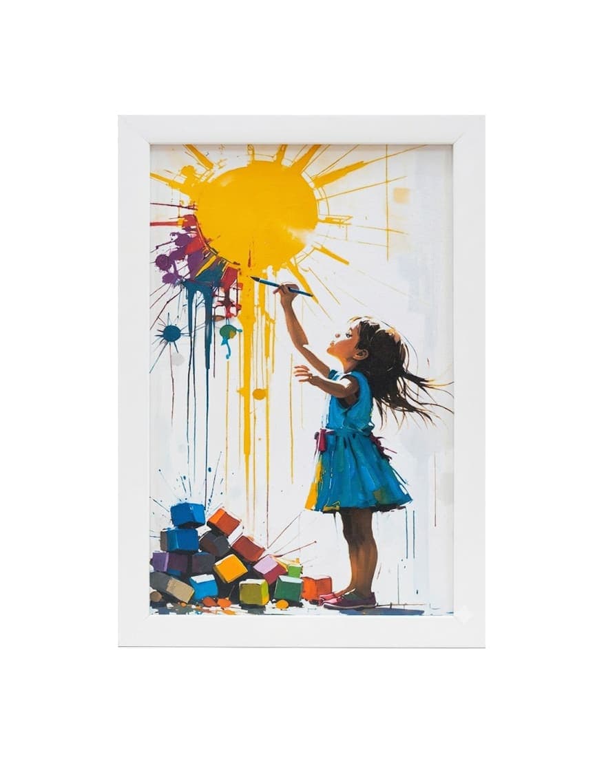Little Artist Painting Sunshine Wall Frame